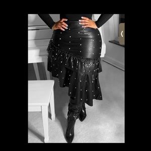 Brand new, faux leather asymmetrical skirt